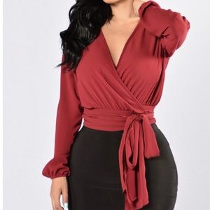 Burgundy tie up top